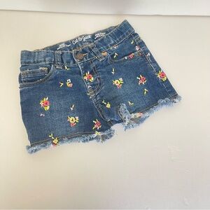 Kids Cat & Jack Girls Floral Embroidered Denim Jean Shorts size 5T